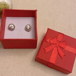 Pandora rose gold round sparkle halo stud earrings